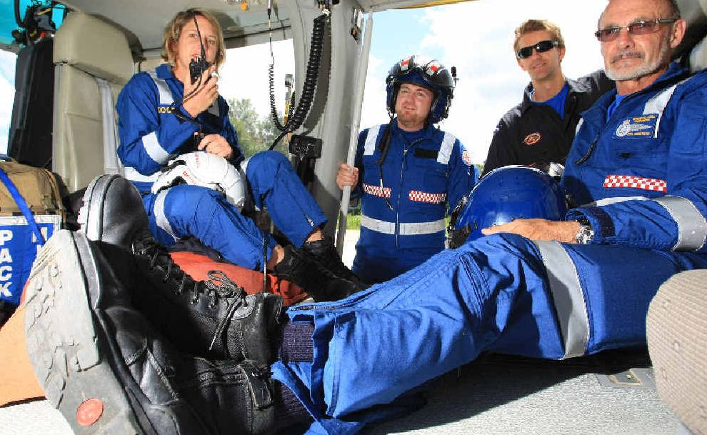 Westpac Life Saver Rescue Helicopter recruits Dani- elle Wood, Col Benstead, Robert Boyd and Ian Murphy are put through their paces during training. Westpac Life Saver Rescue Helicopter recruits Dani- elle Wood, Col Benstead, Robert Boyd and Ian Murphy are put through their paces during training.